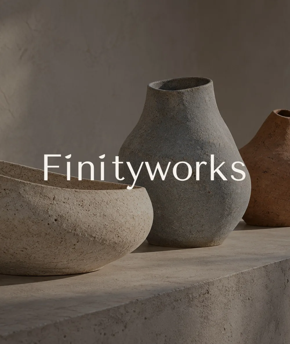 Finityworks 로고와 도자기